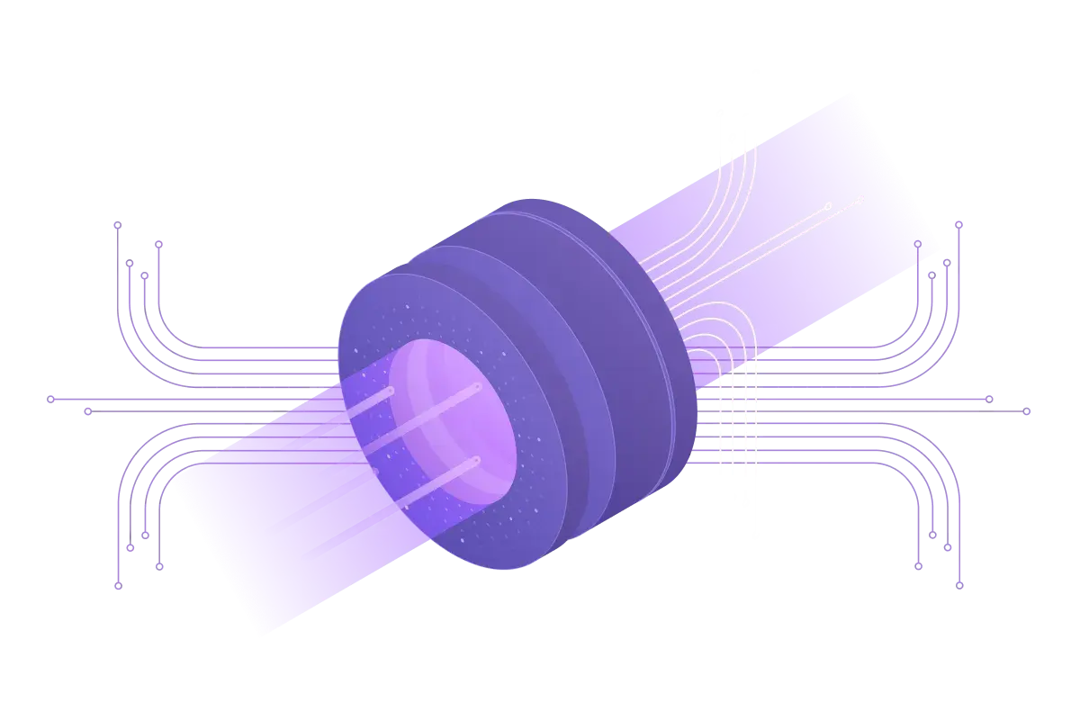 A purple object with a black background.
