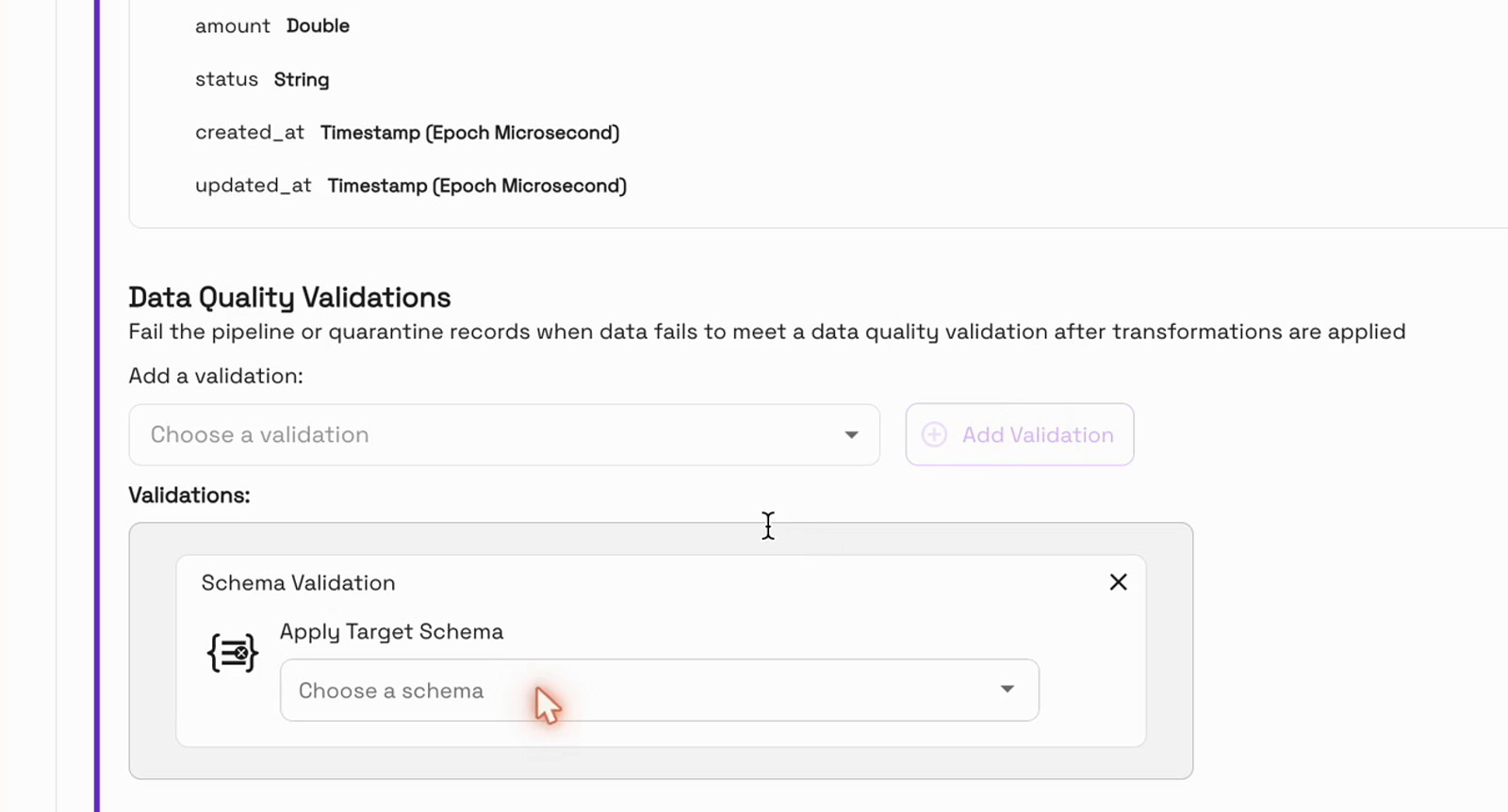 Schema Validation: Apply Target Schema