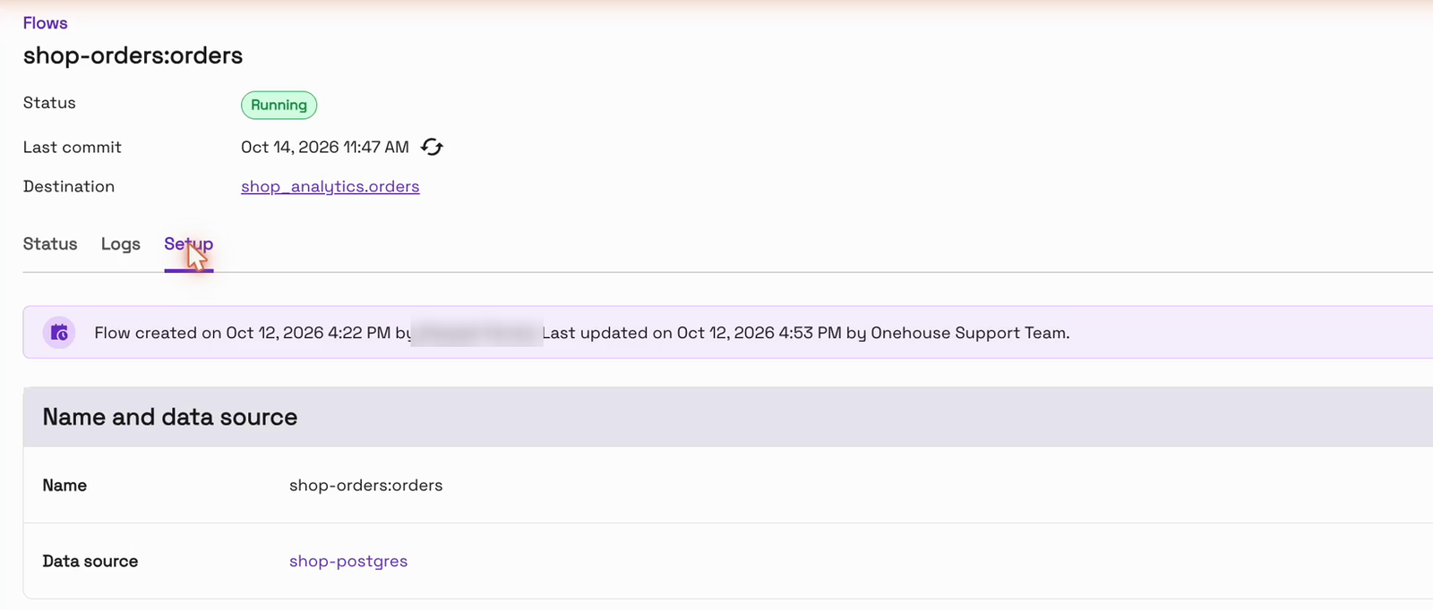 The Setup tab after the change: still last updated on Oct 12