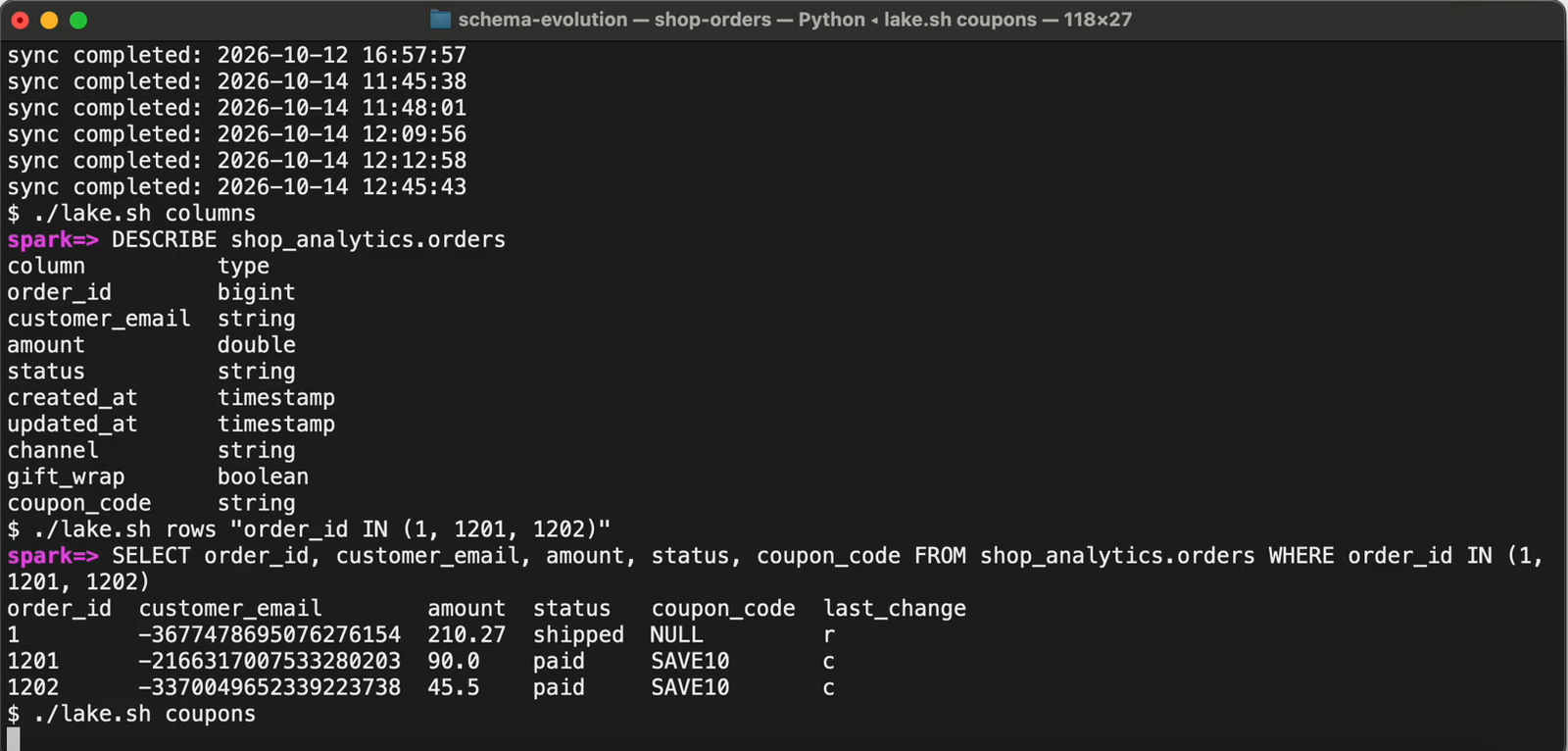 Spark: the new orders with SAVE10, older orders NULL