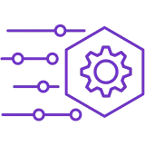A black background with a purple and black logo.