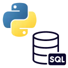 A black and yellow logo with a blue and yellow logo.