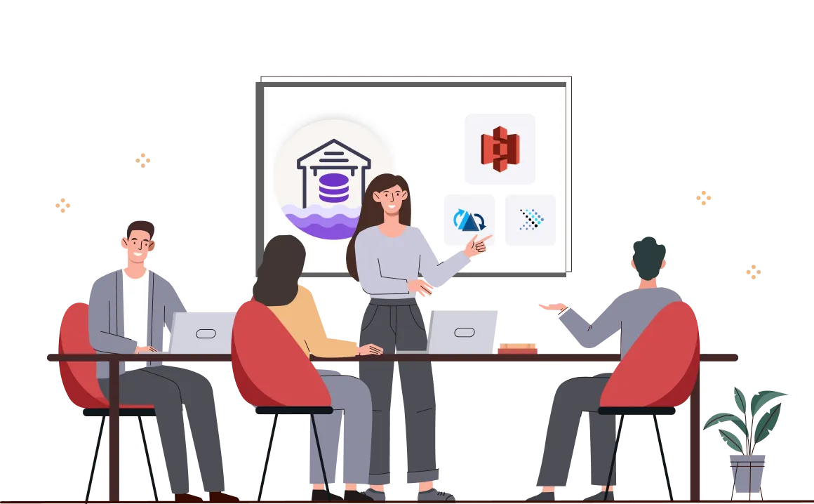 A woman giving a presentation to a group of people.